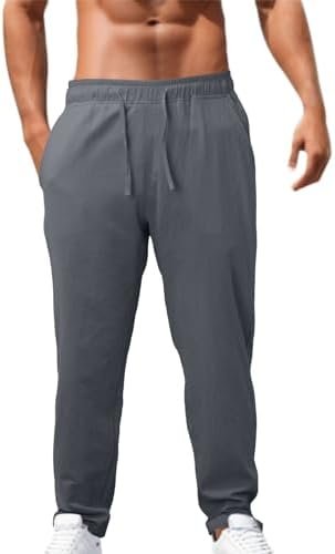 Men Pants Chino Cargo Pants Fashion Cotton Linen Casual Trousers Flat Front Pants Summer Wicking Indoor Outdoor