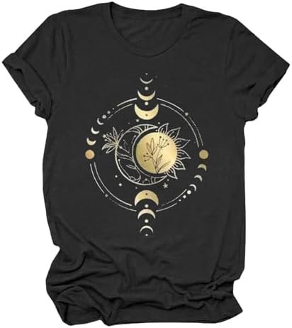 Short Sleeve Tunic Tops for Women Vintage Flower Graphic Tees Summer Casual Loose Beach Tops Versatile Tunic Tops