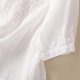 Women's Solid Color Vintage Embroidered Linen Cotton Blouse V Neck Patchwork Tulle Shirt Active Wear Outfits