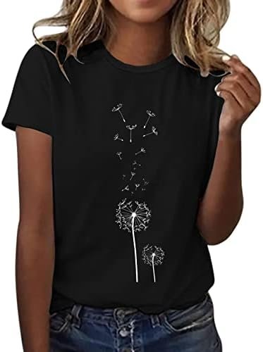 Women's Dandelion Print Pattern Round Neck Short Sleeve TShirt Top Womens Tops Long Sleeve Sweatshirt